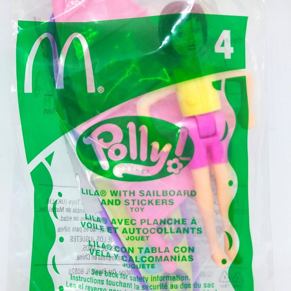 2003 Polly Pocket Lila with Sailboard #4 Doll Mini McDonalds Happy Meal Toy NEW